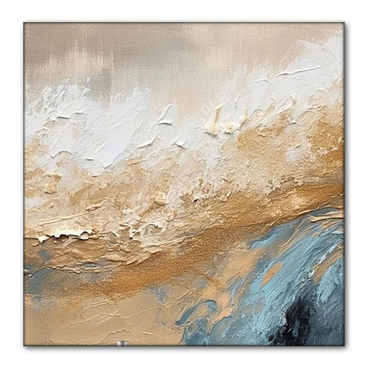 Abstract Earth n Sea 3d Heavy Textured Partial Oil Painting